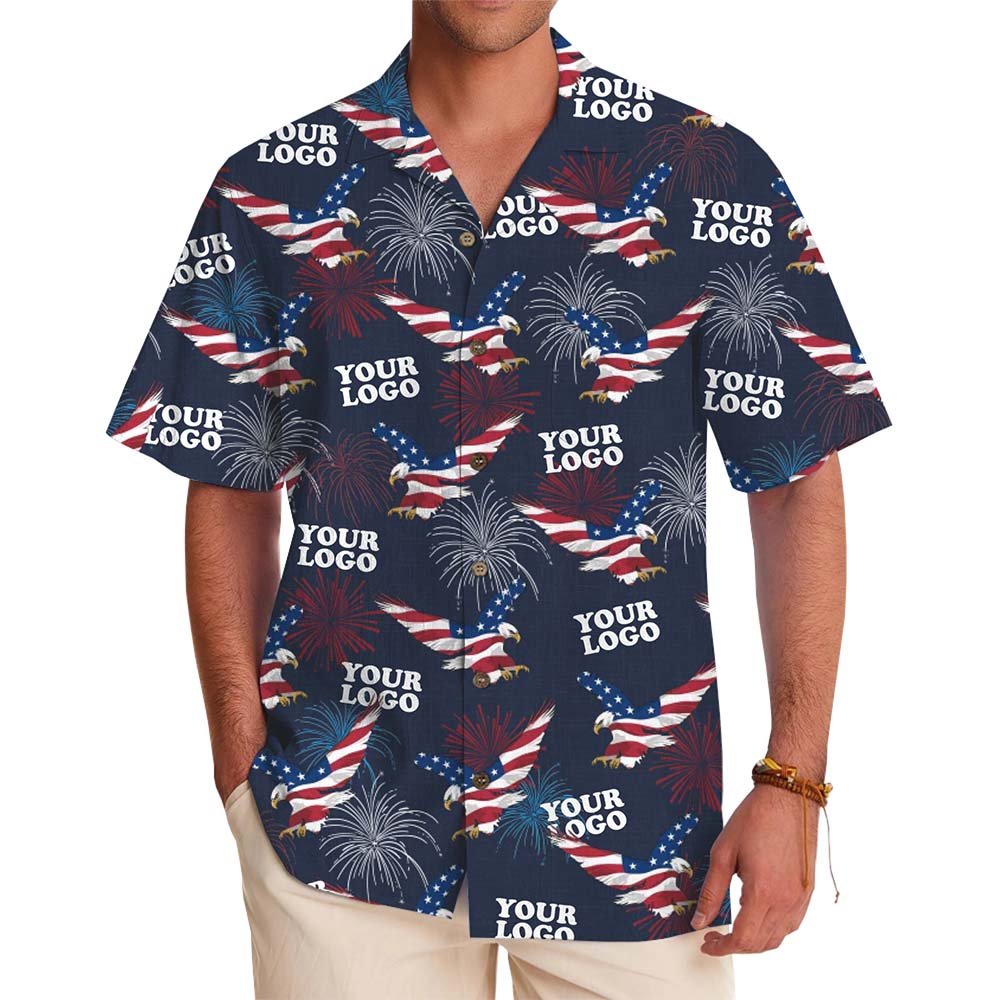 Custom Logo American Eagle Hawaiian Shirt With Live Preview - variant image 1