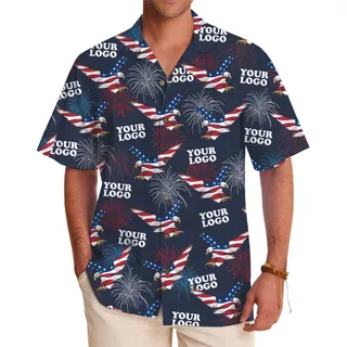 Custom Logo American Eagle Hawaiian Shirt With Live Preview