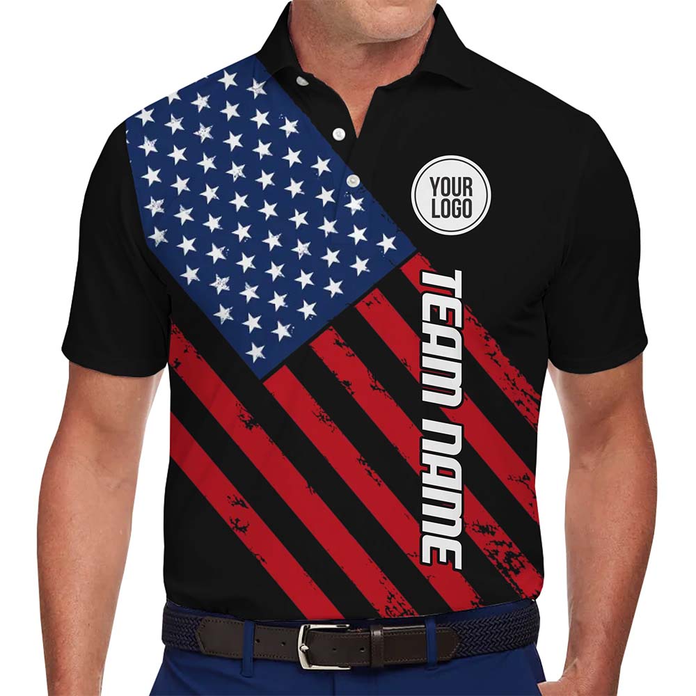 Corporate Patriotic Logo Collared Shirt With USA Flag Printed - variant image 1