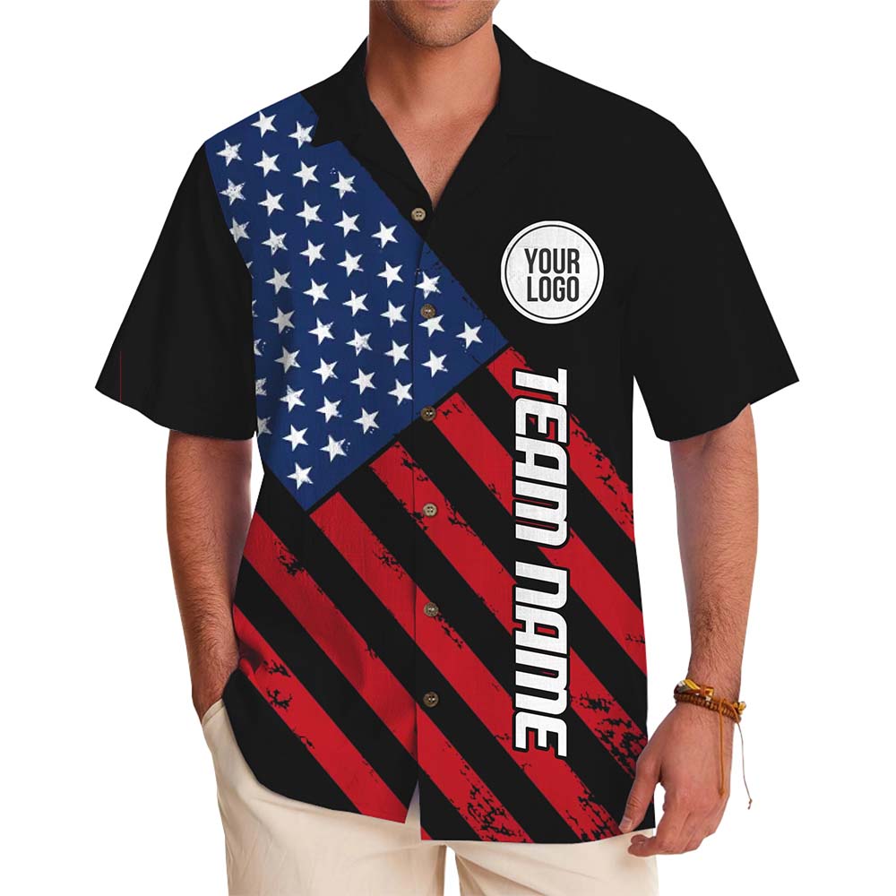 Custom Text And Logo Patriotic USA Hawaiian Shirt - variant image 1