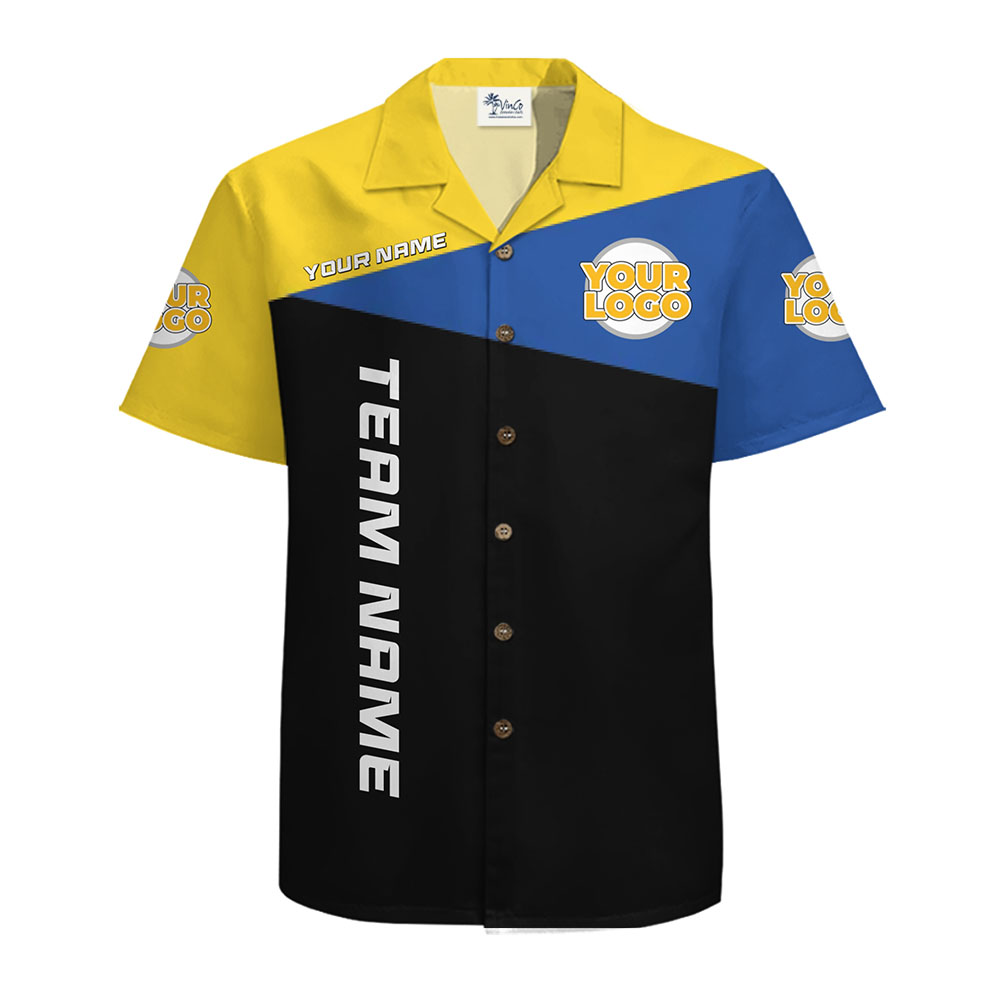 Custom Color Block Logo Hawaiian Shirt With Live Preview