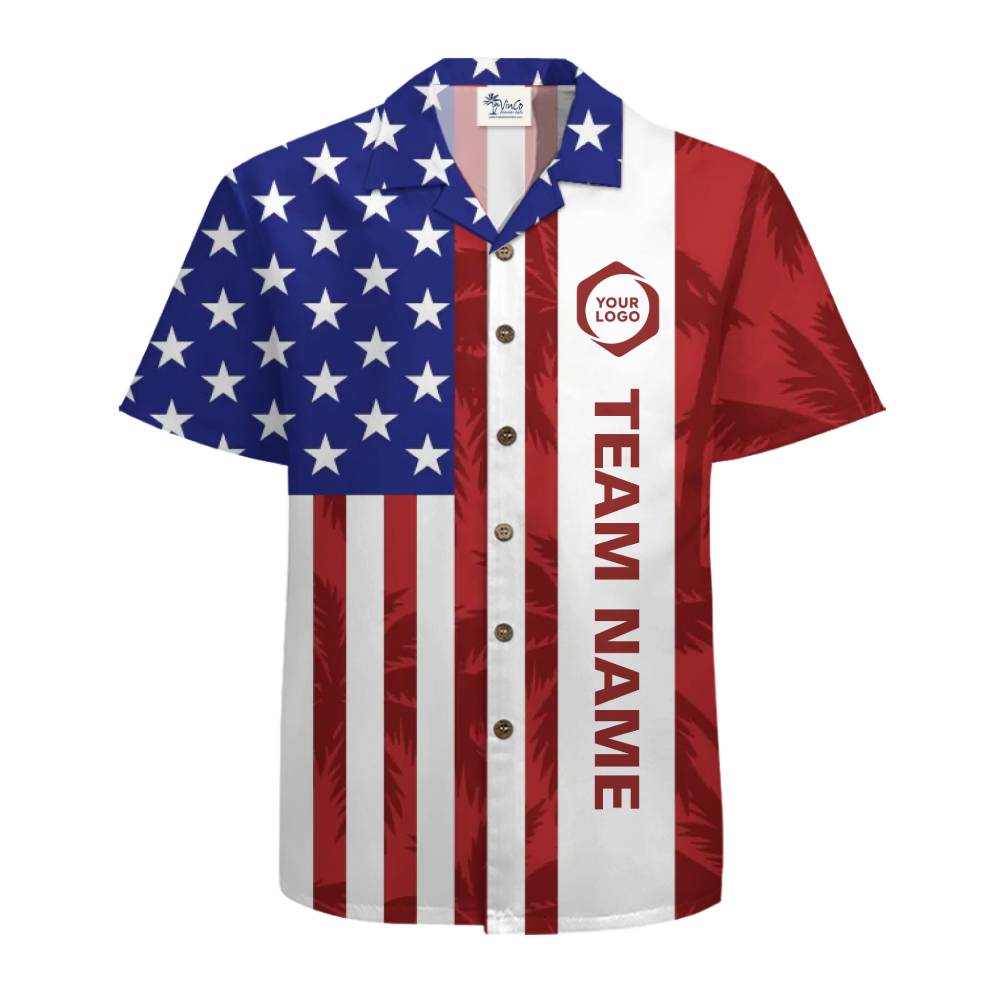 Patriot Spirit Custom Logo Hawaiian Shirt with Live Preview
