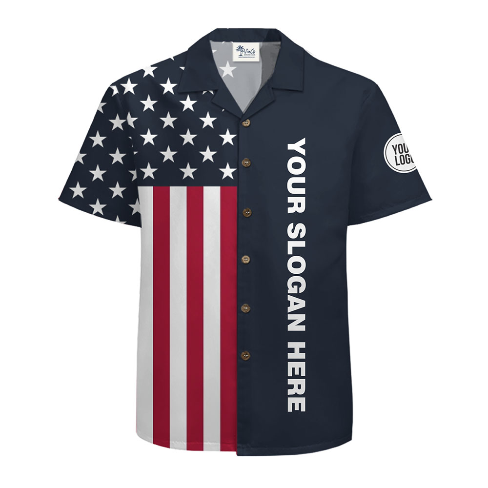 Personalized Slogan And Logo USA Flag Hawaiian Shirt