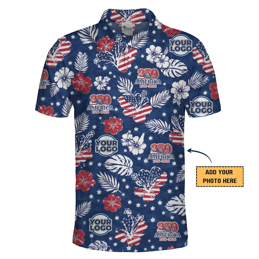 USA 250 Heritage Floral Collared Polo Shirt With Your Logo