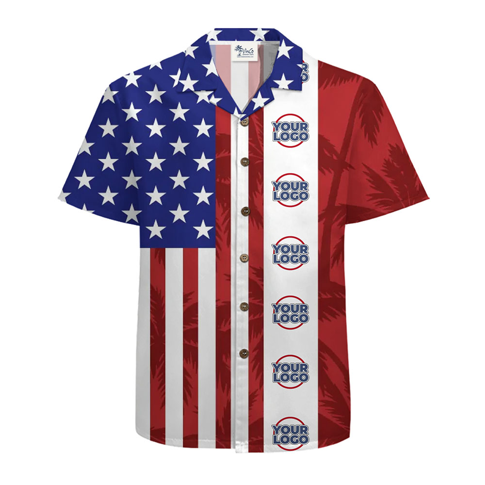 American Pride Custom Logo Button Up Shirt With Instant Preview