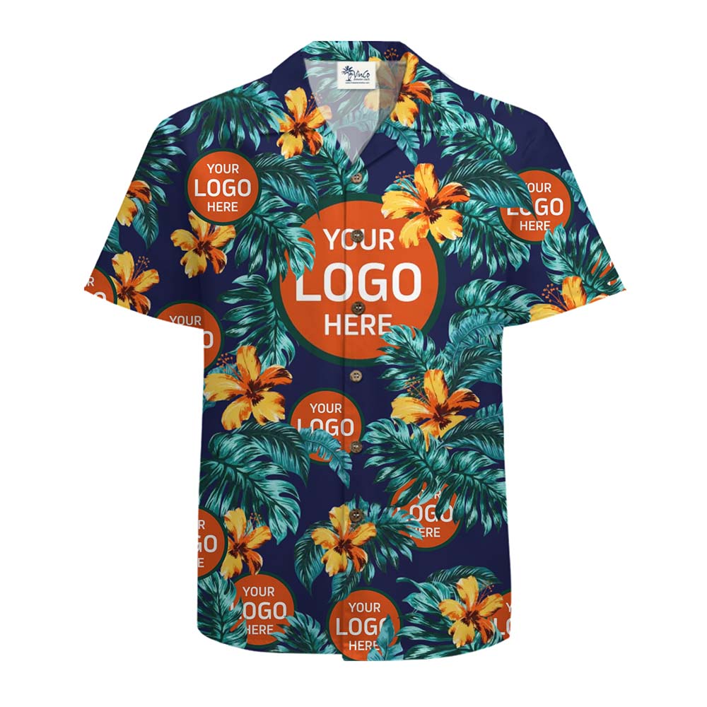 Prestige Custom Logo All Over Print Floral Hawaiian Shirt With Preview