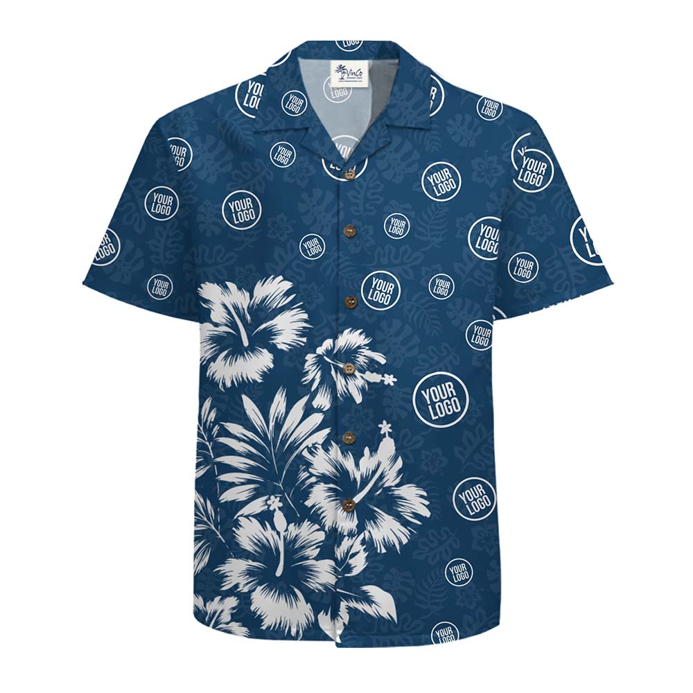 Custom Brand Floral Hawaiian Button Up Shirt