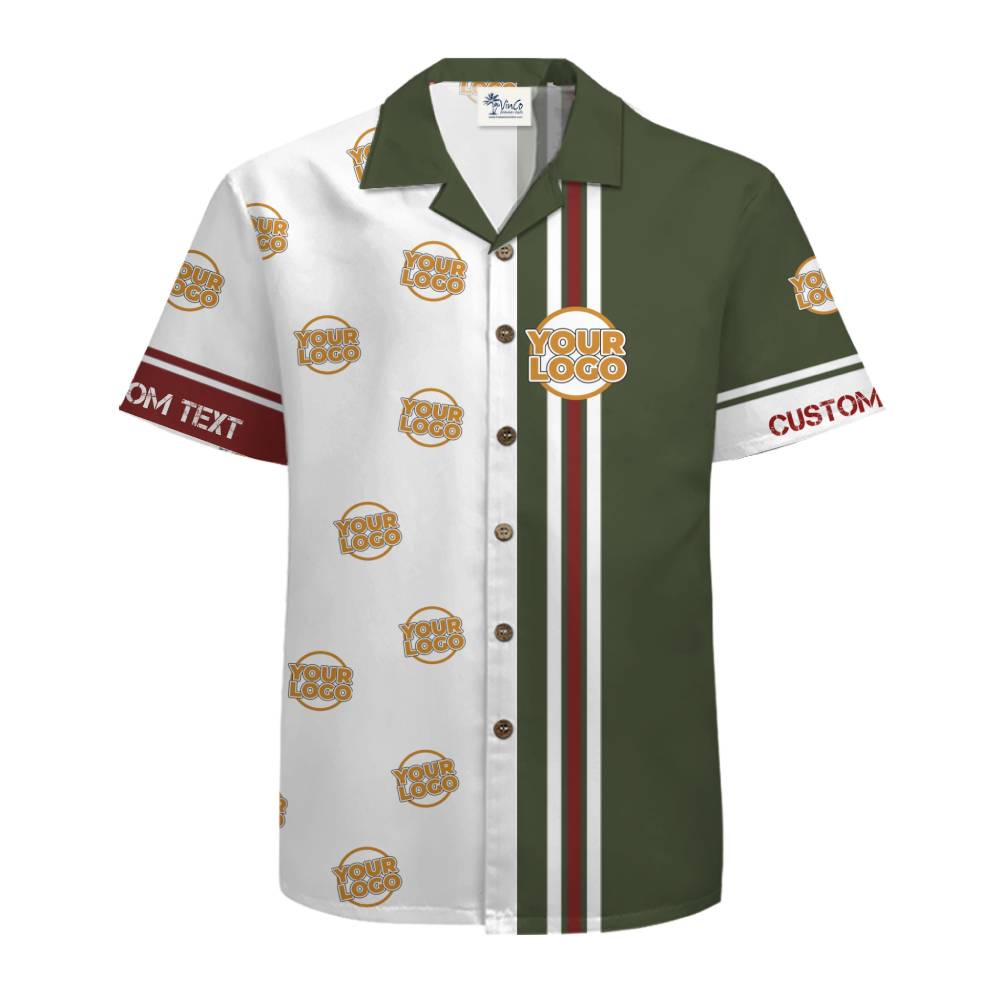 Custom Logo Two-Tone Stripe Button Up Shirt