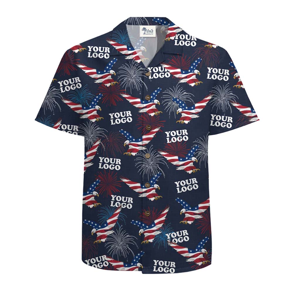 Custom Logo American Eagle Hawaiian Shirt With Live Preview