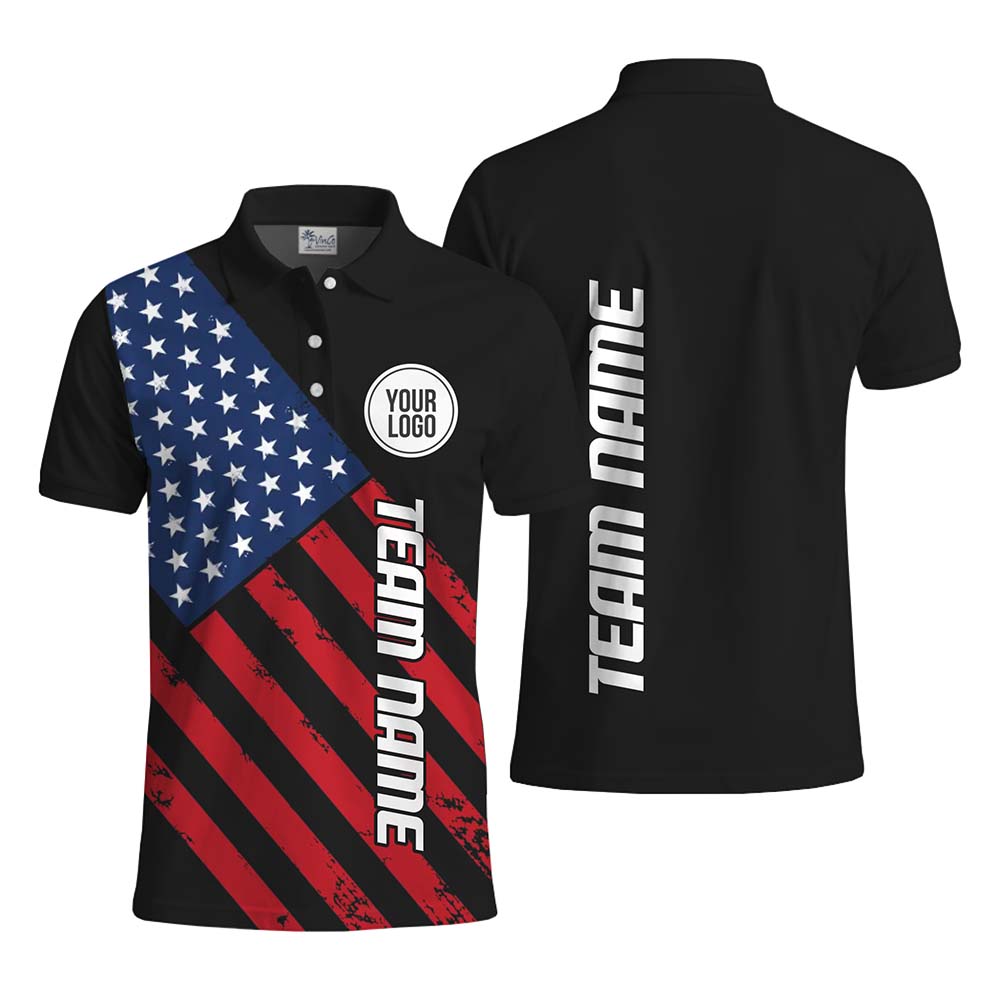 Corporate Patriotic Logo Collared Shirt With USA Flag Printed