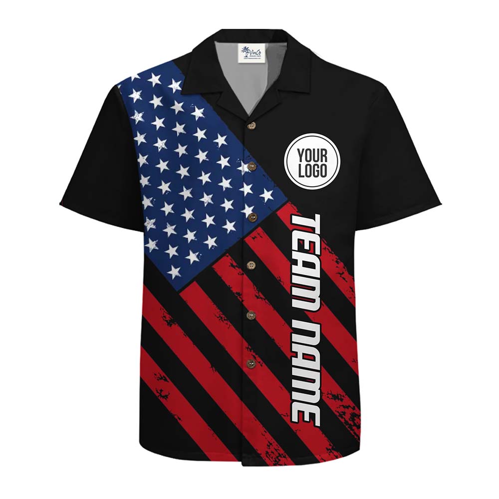 Custom Text And Logo Patriotic USA Hawaiian Shirt