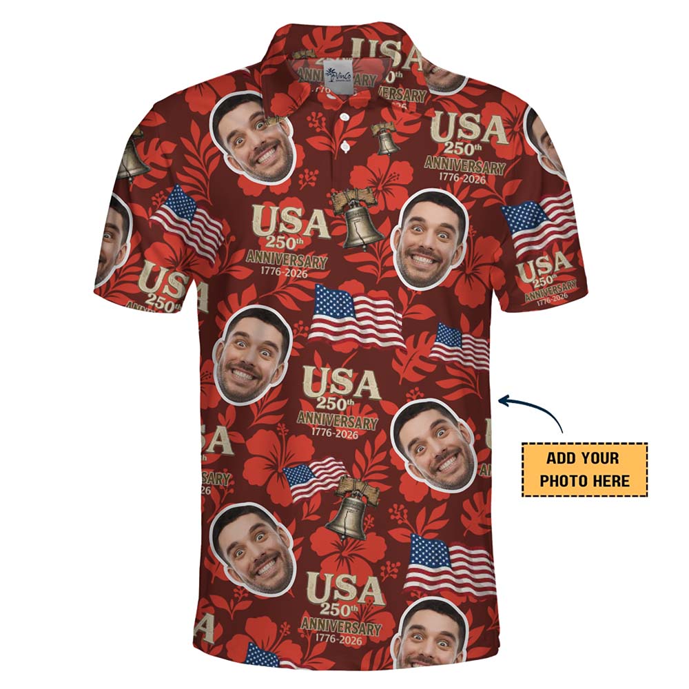 USA 250th Reunion Celebration Polo Shirt With Custom Face