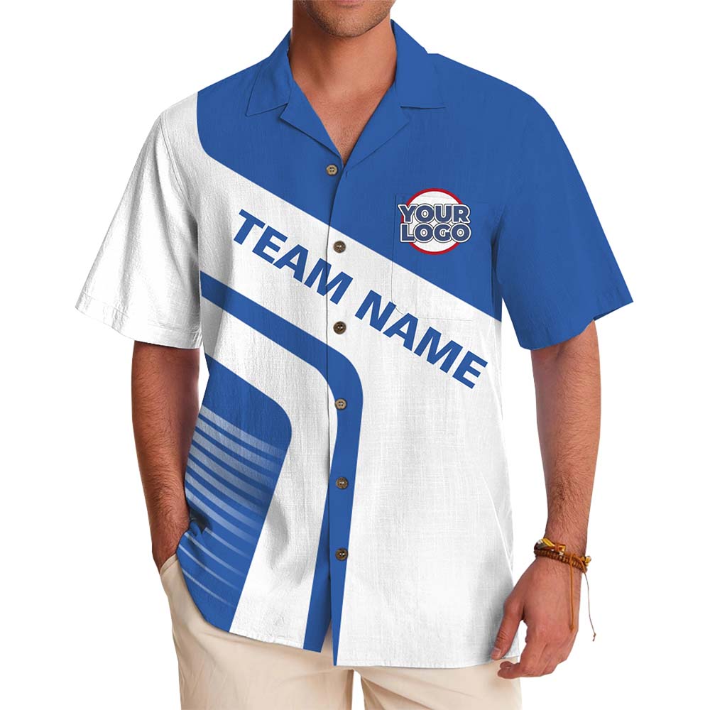 Custom Business Logo Modern Stripe Hawaiian Shirt - variant image 1