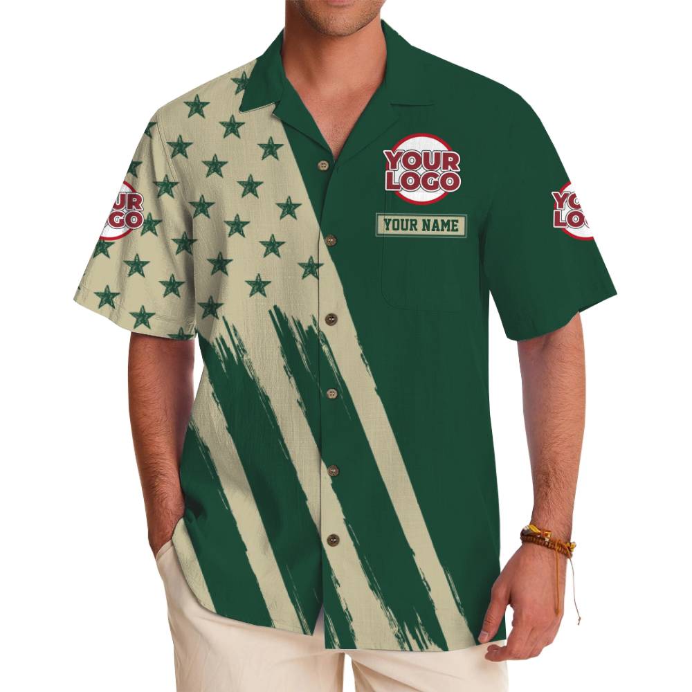 Personalized Logo and Name Star Pattern Button Up Shirt - variant image 1