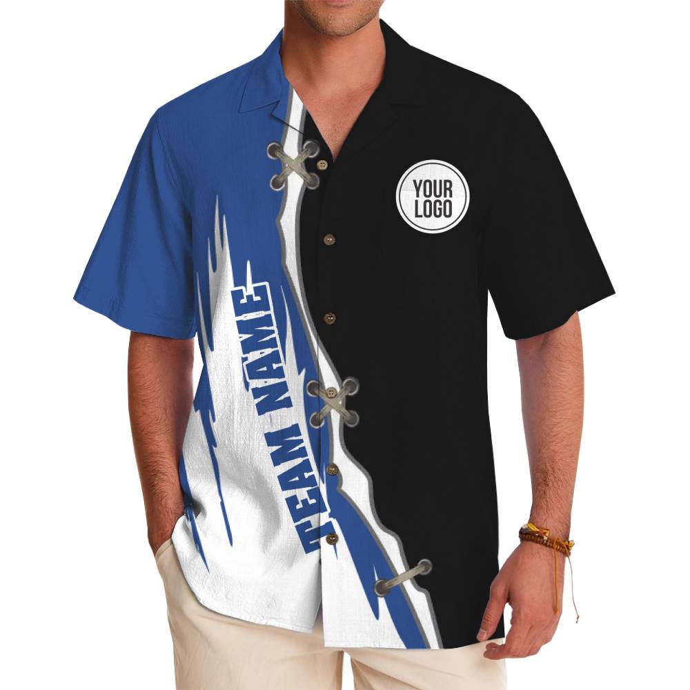 Custom Logo Split Color Button-Up Shirt With Name - variant image 1