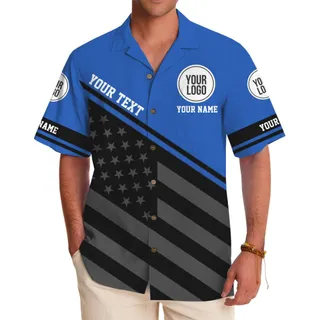 Custom Logo Patriotic Flag Aloha Shirt With Name