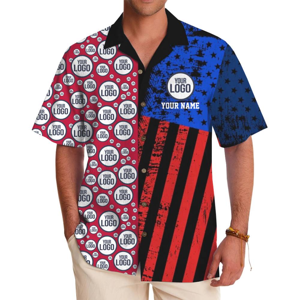 Custom Logo American Flag Button Up Shirt With Name - variant image 1