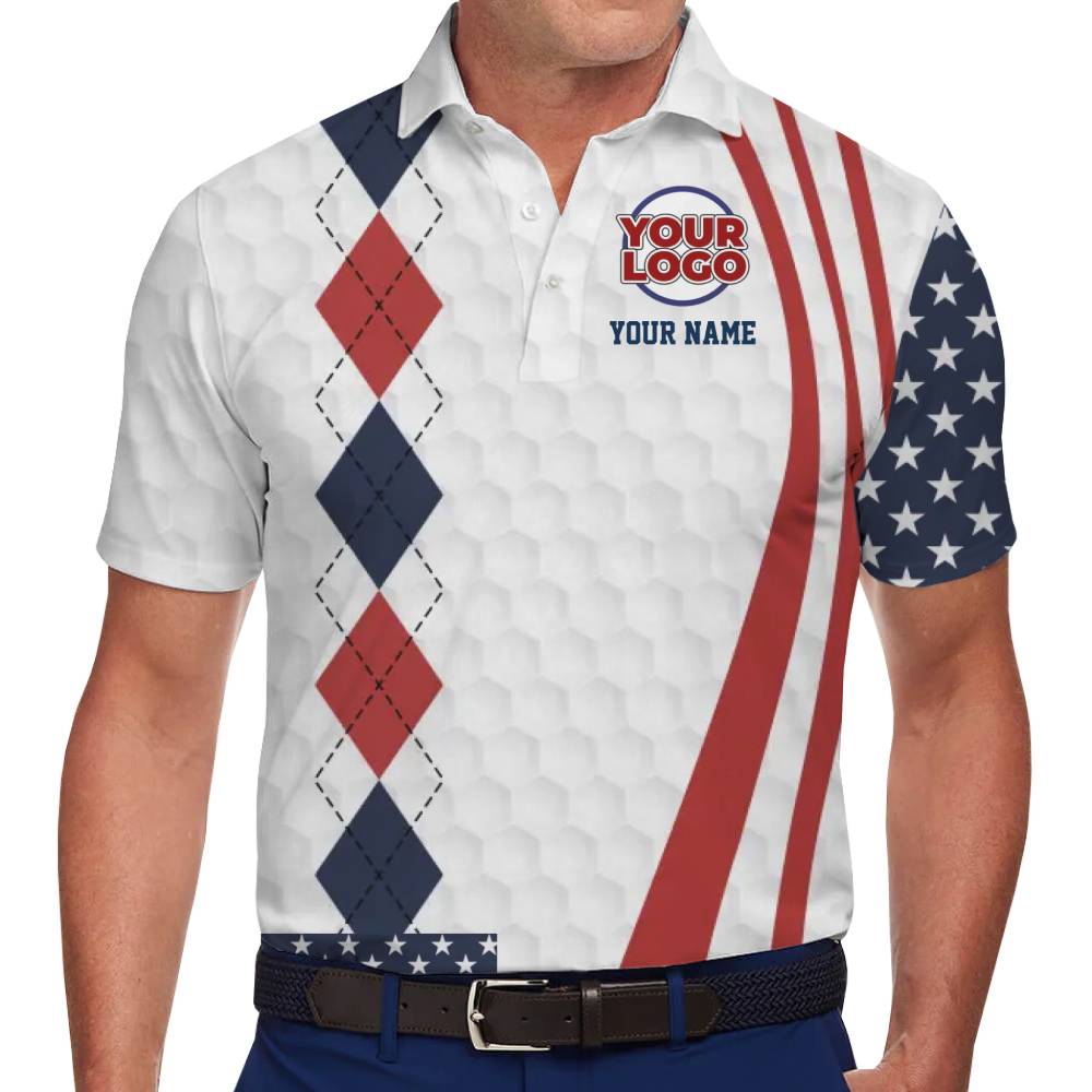 Standout American Print Polo Shirt with Unique Custom Logo and Name - variant image 1