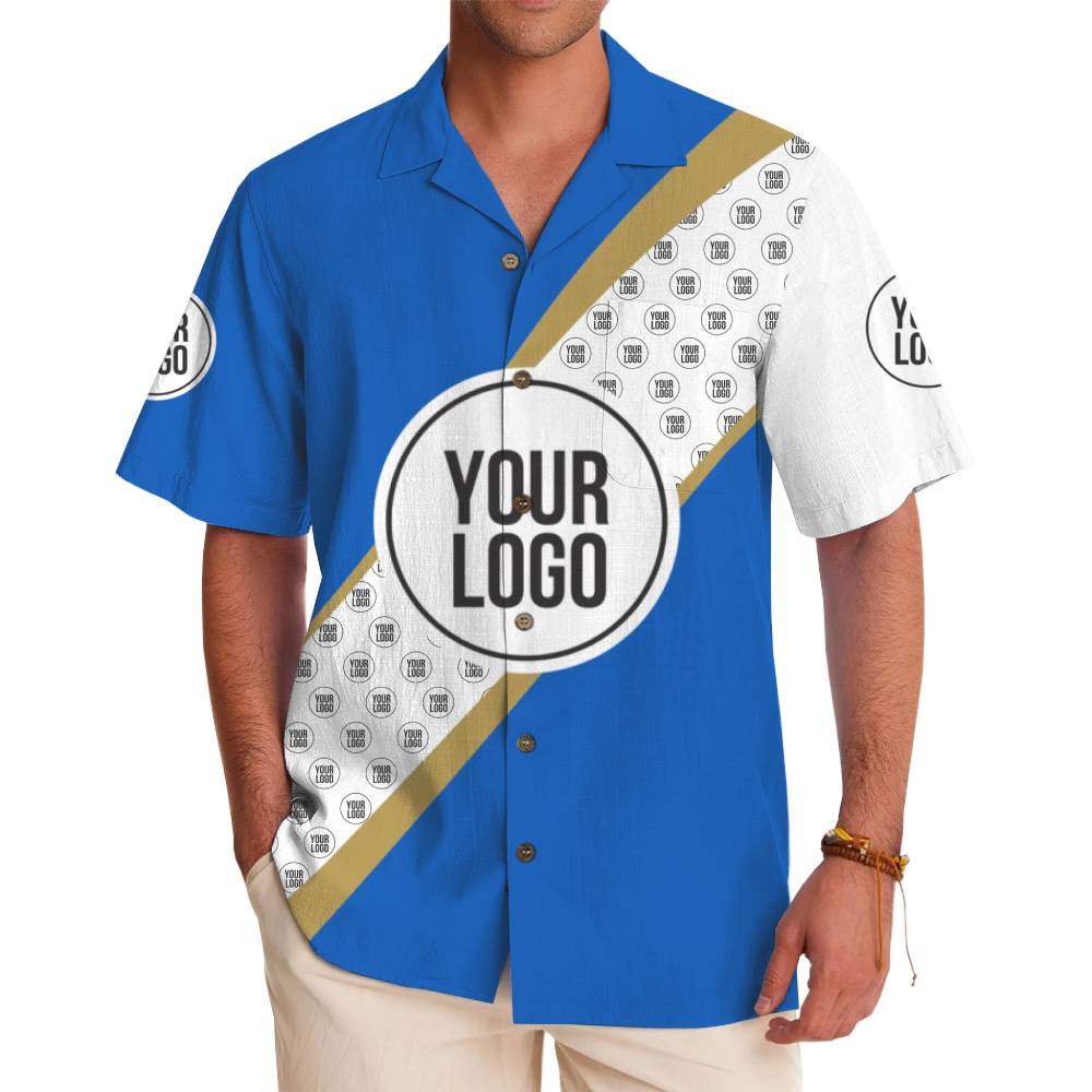 Custom Logo Diagonal Stripe Hawaiian Shirt With Live Preview - variant image 1