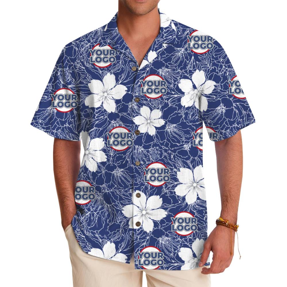 Personalized Hawaiian Shirt with Elegant White Floral Patterns - variant image 1