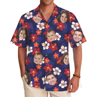 Personalized Face All Over Print Hawaiian Shirt With Preview