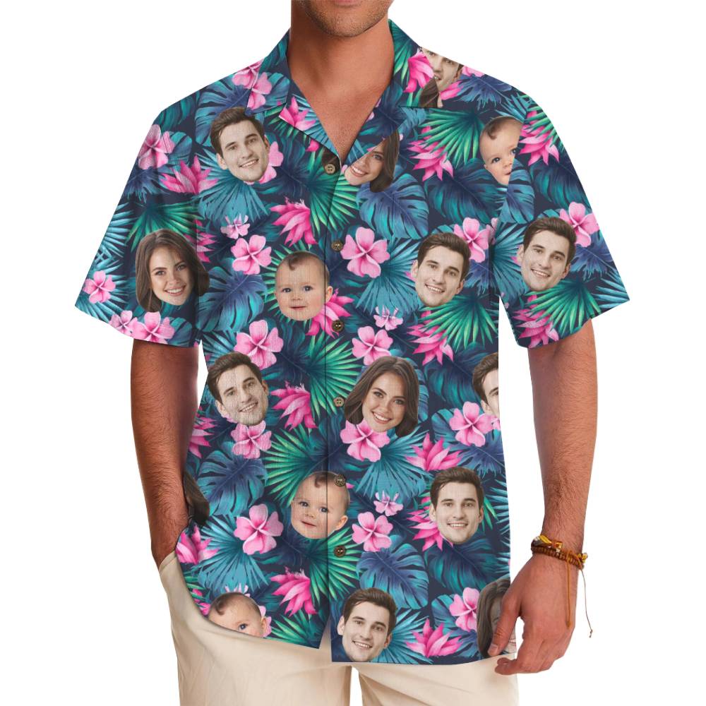 Custom Face Tropical Floral Hawaiian Shirt with Live Preview - variant image 1