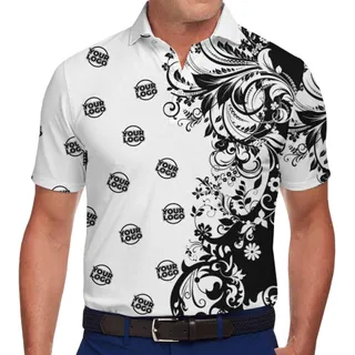 Custom Branded Polo Shirt with All-Over Logo Print