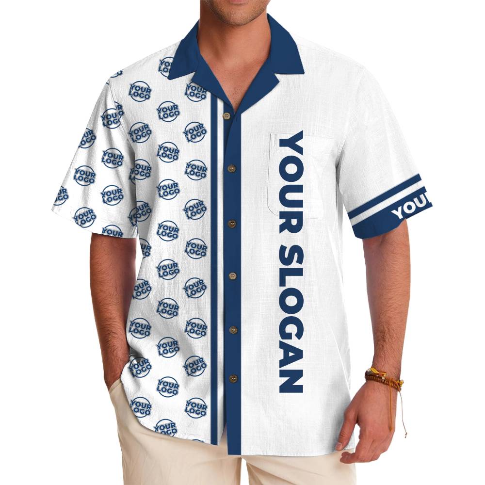Vertical Text Stripe Custom Logo Button Up Shirt - variant image 1