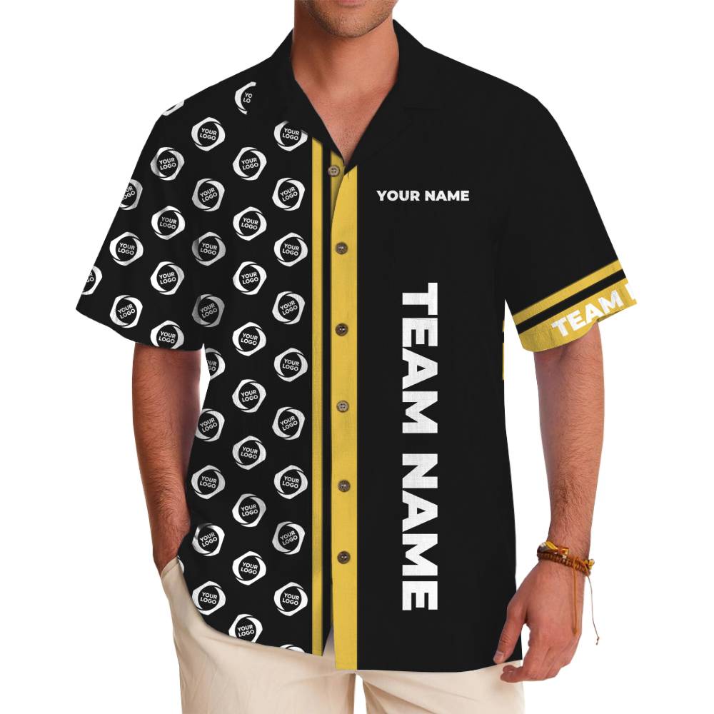 Custom Logo Vertical Name Panel Hawaiian Shirt - variant image 1