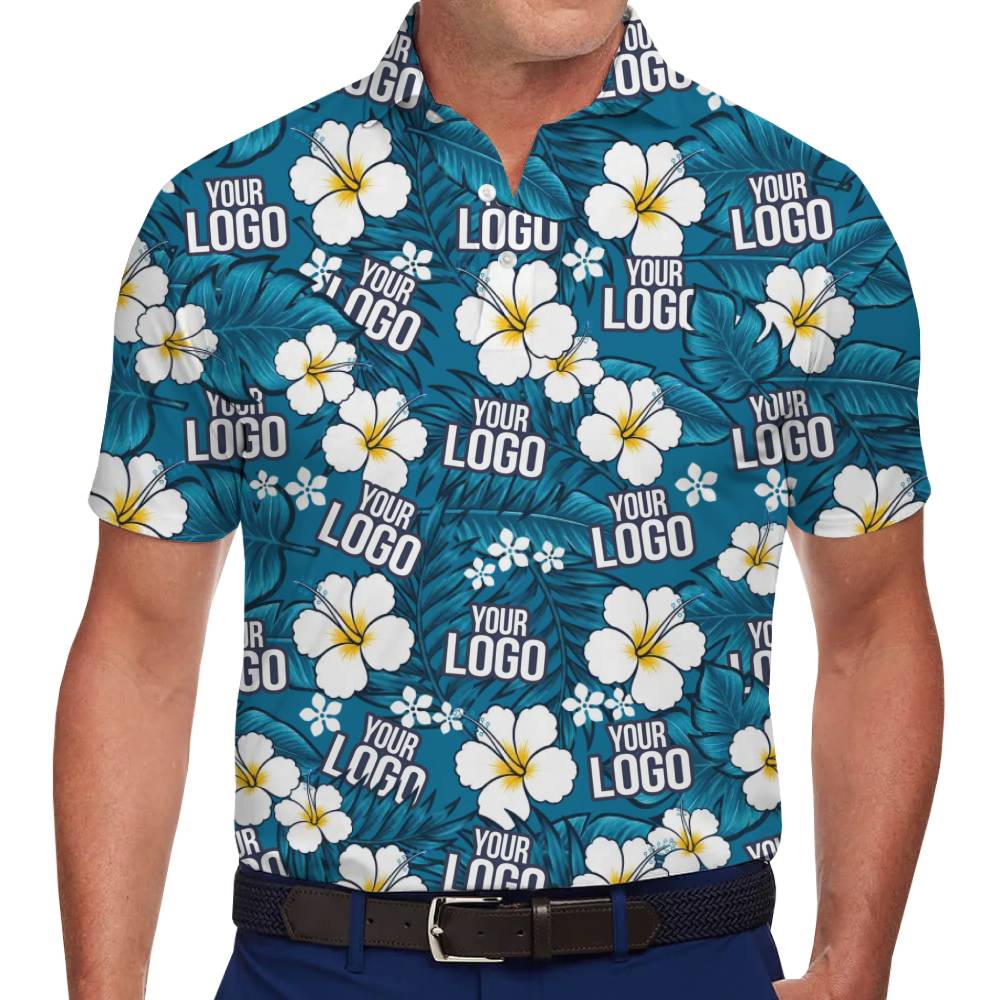 Summer Ocean Floral Custom Logo Polo Shirt - variant image 1