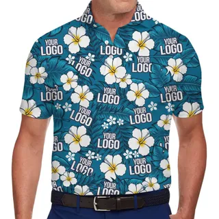 Summer Ocean Floral Custom Logo Polo Shirt