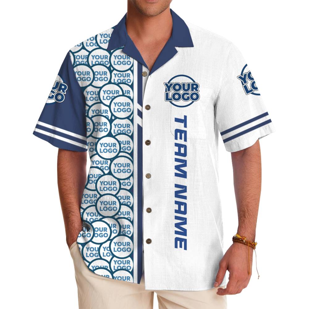 Bold Custom Logo and Slogan Hawaiian Shirt With Preview - variant image 1
