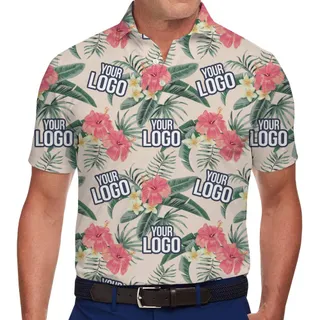 Tropical Bloom Collared Polo With Custom Logo