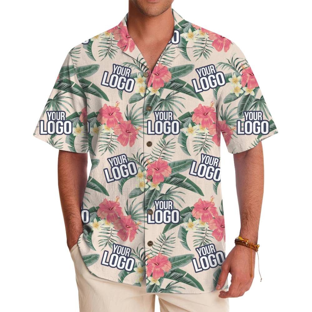 Custom Logo Hibiscus Paradise Hawaiian Shirt With Coconut Button - variant image 1