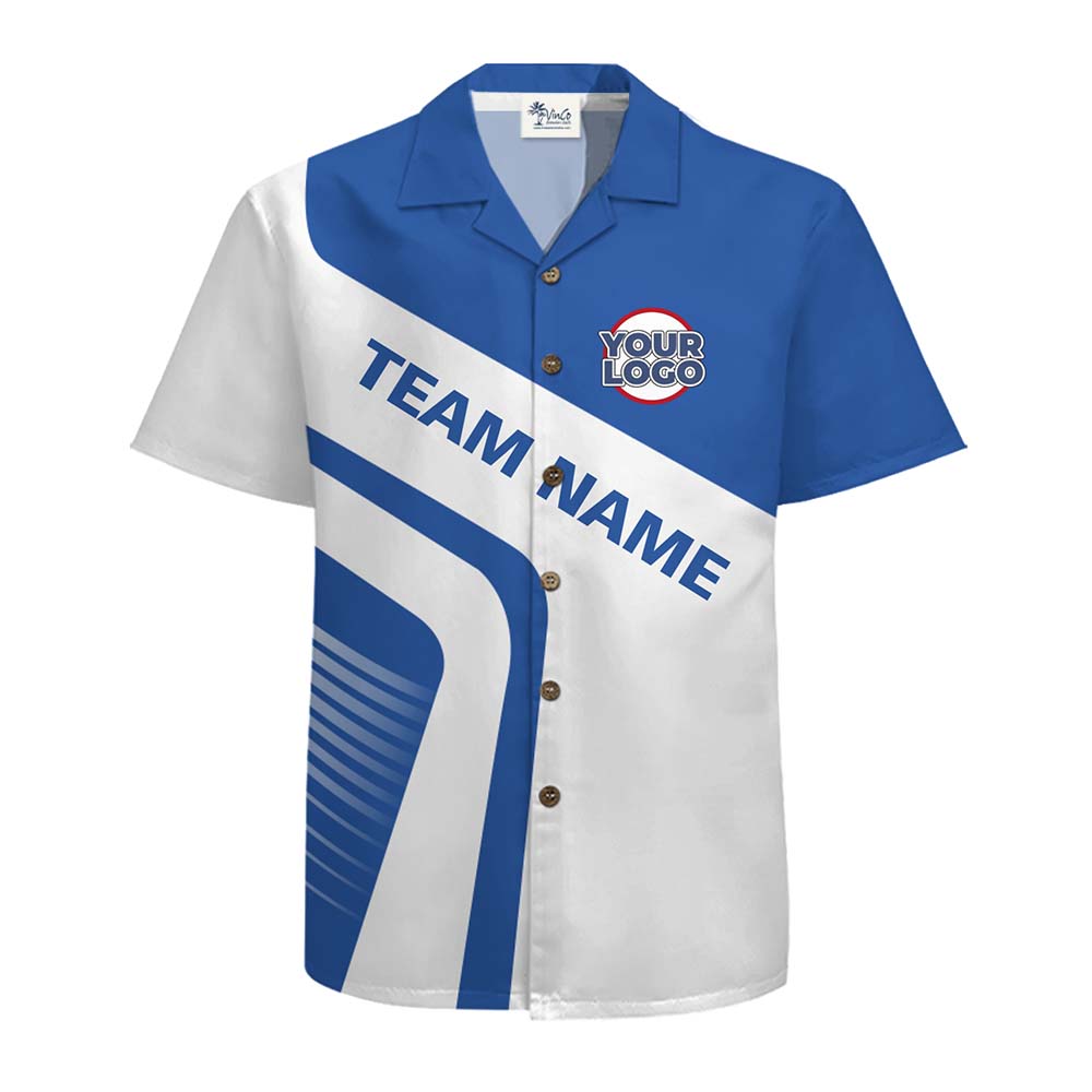Custom Business Logo Modern Stripe Hawaiian Shirt