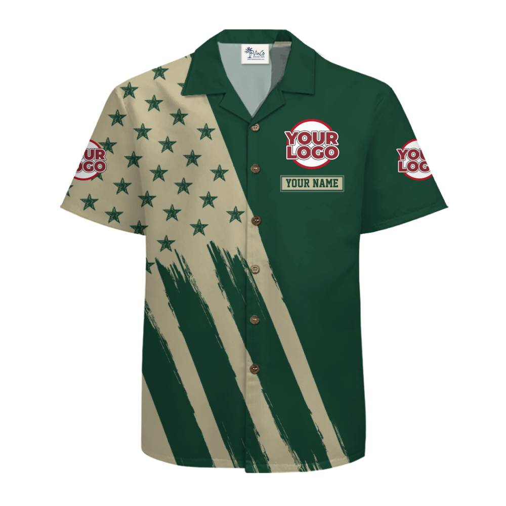 Personalized Logo and Name Star Pattern Button Up Shirt