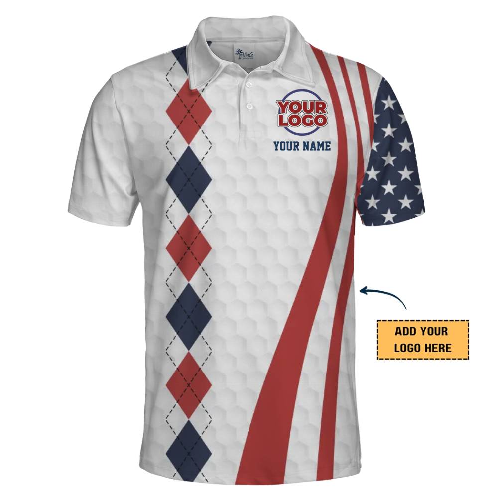 Standout American Print Polo Shirt with Unique Custom Logo and Name