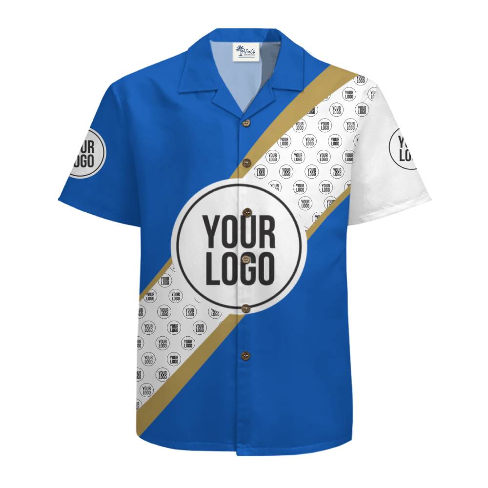 Custom Logo Diagonal Stripe Hawaiian Shirt With Live Preview