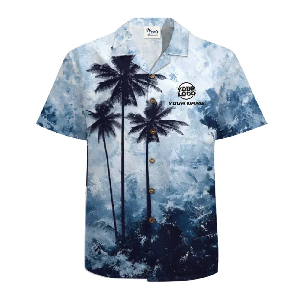 Custom Ocean Palm Tree Hawaiian Shirt with Logo