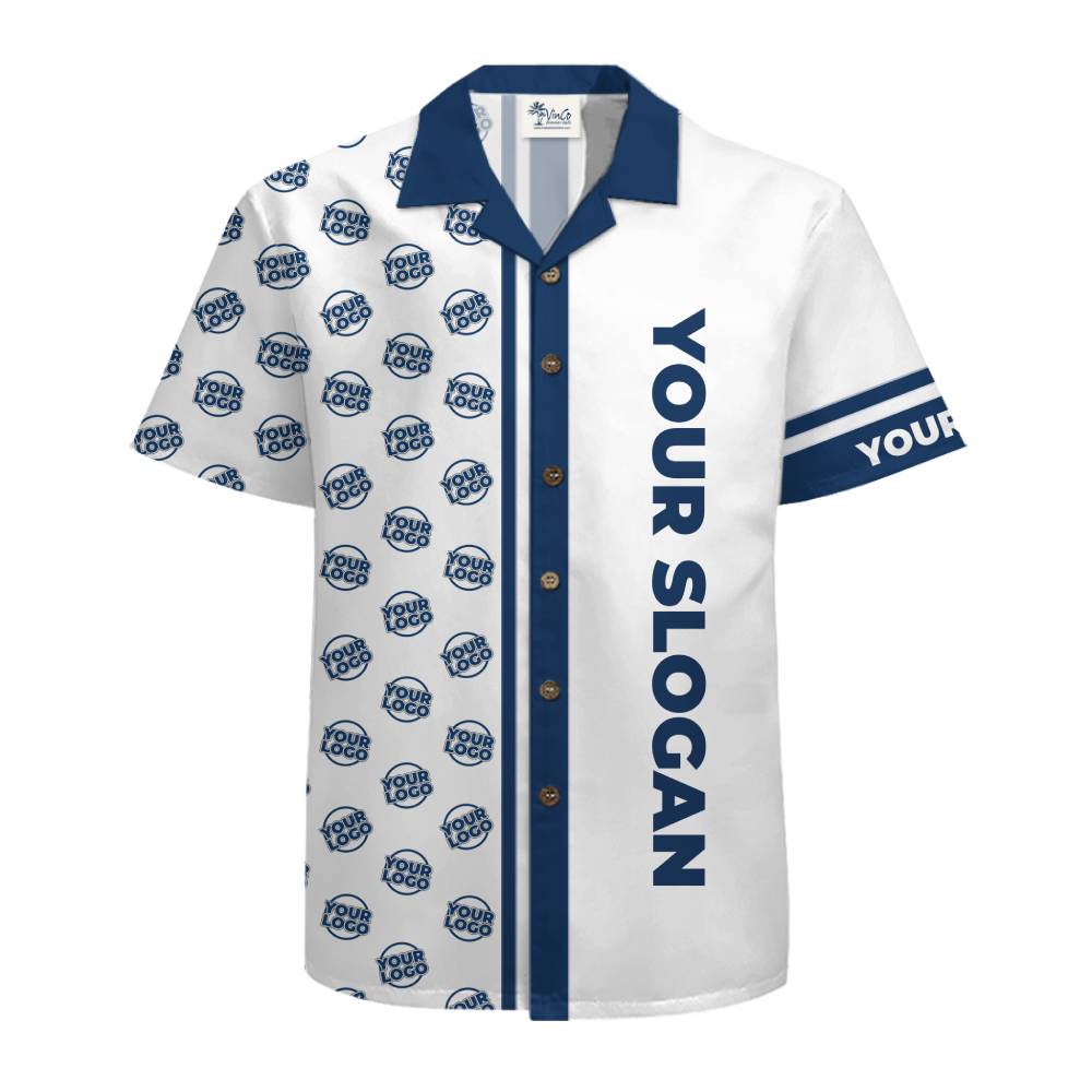 Vertical Text Stripe Custom Logo Button Up Shirt