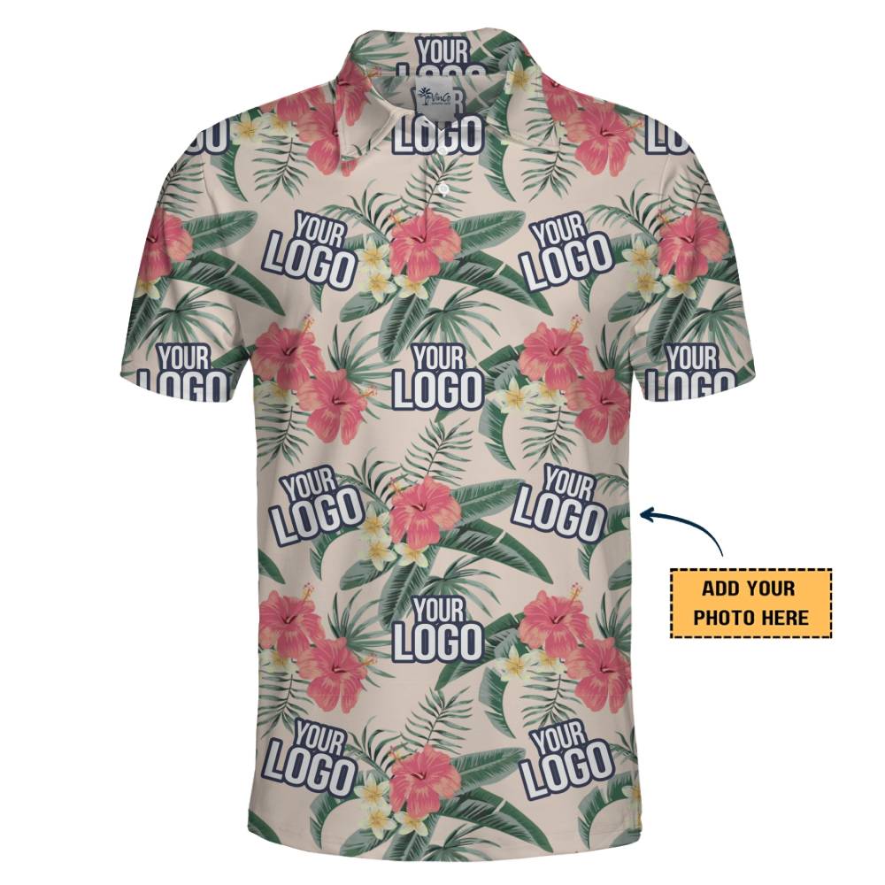 Tropical Bloom Collared Polo With Custom Logo