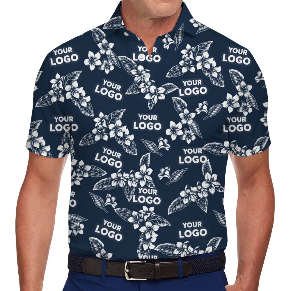 Personalized Floral Print Polo With Your Own Logo - variant image 1