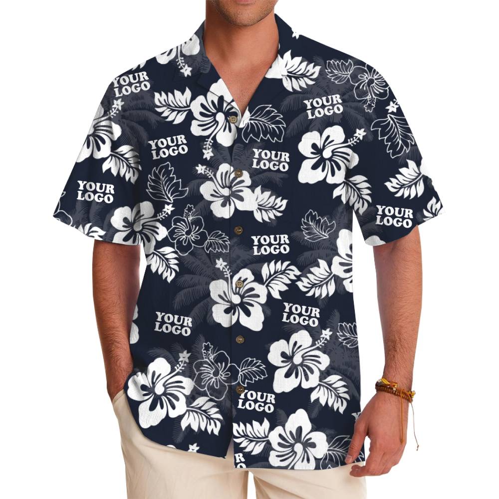 Personalized Hibiscus Floral Hawaiian Shirt With Your Logo - variant image 1