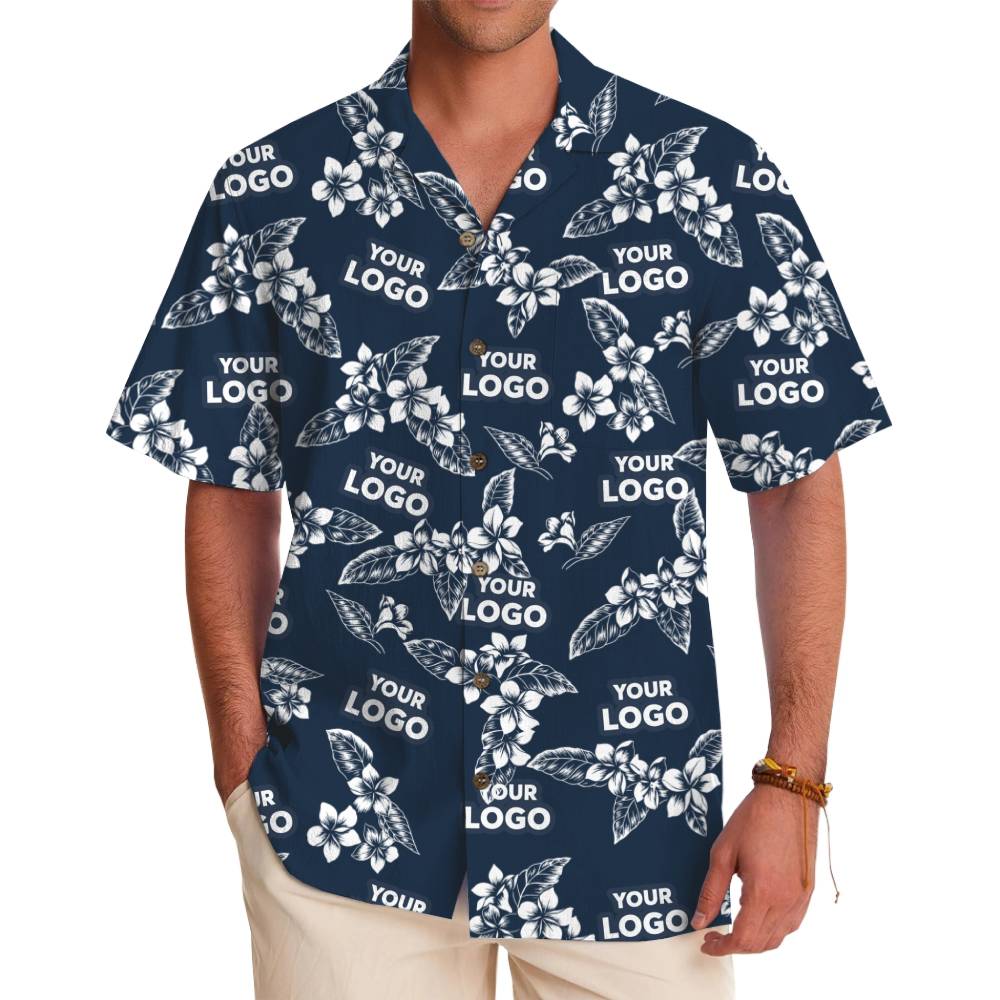 Custom Logo Coastal Flower Hawaiian Shirt With Live Preview - variant image 1