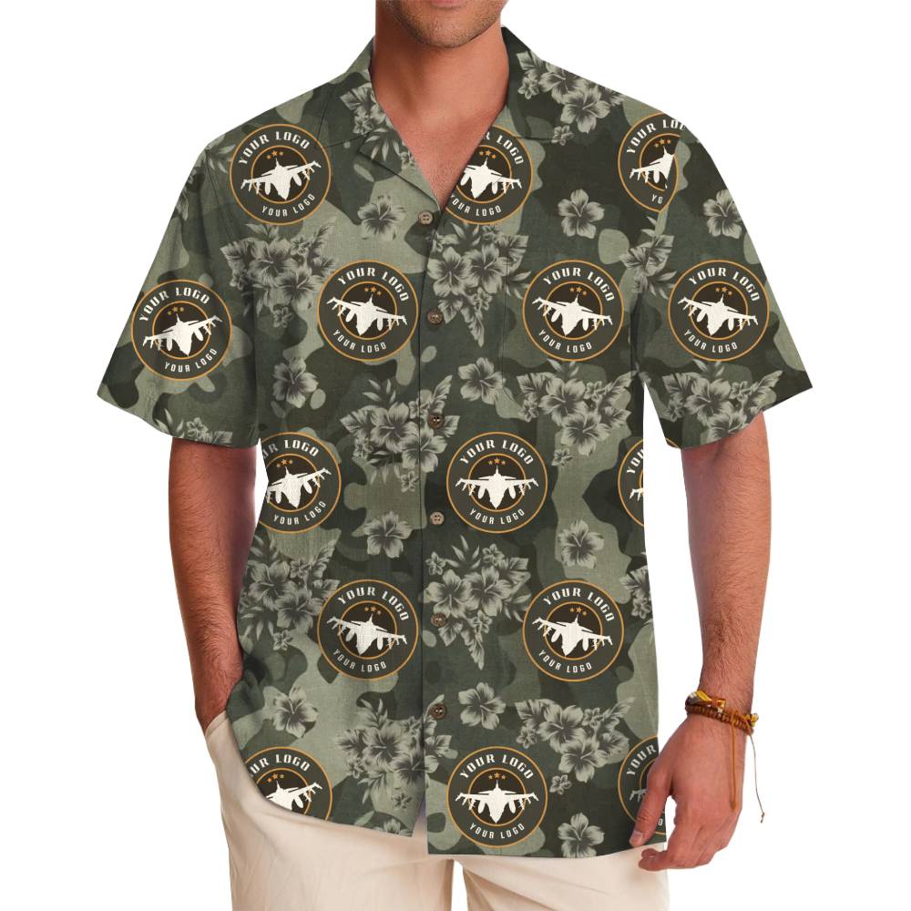 Custom Logo Tropical Camo Hawaiian Shirt With Live Preview - variant image 1