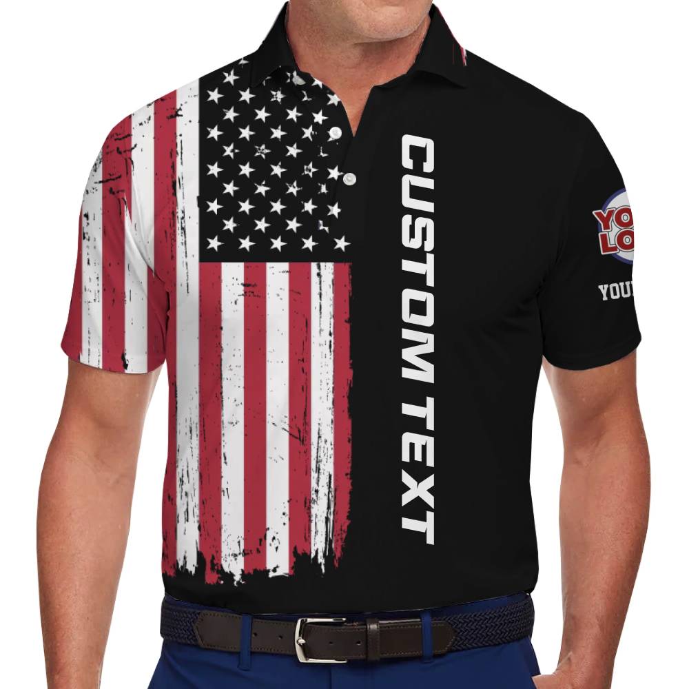 American Flag Custom Team Polo Shirt With Logo And Text - variant image 1