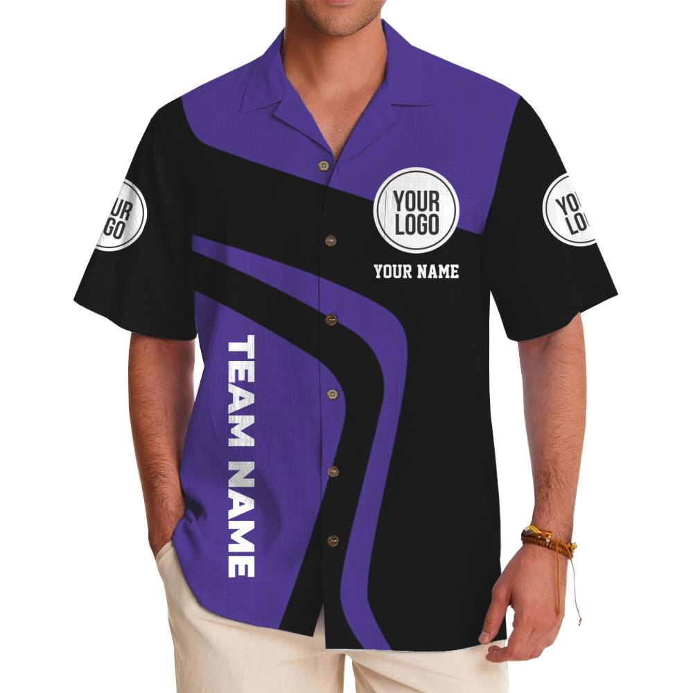 Custom Color Block Logo Hawaiian Shirt with Name - variant image 1