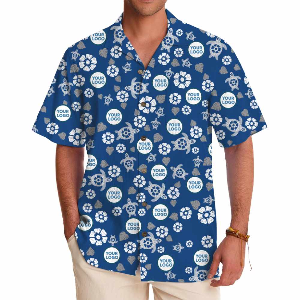 Ocean Inspired Custom Logo Hawaiian Shirt with Unique Flower Patterns - variant image 1