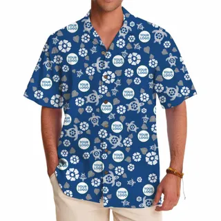 Ocean Inspired Custom Logo Hawaiian Shirt with Unique Flower Patterns