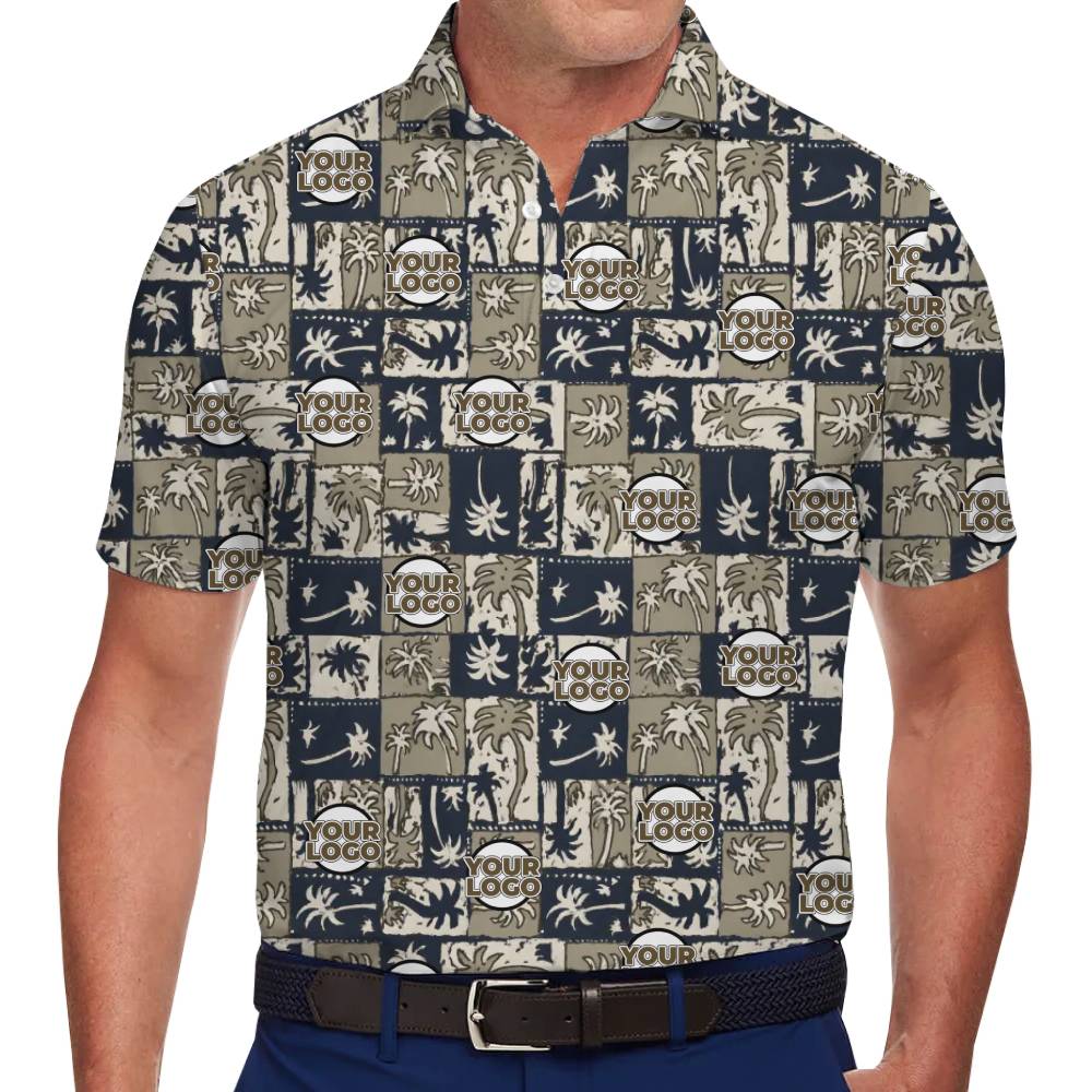 Rustic Navy and Beige Polo Shirt with Customizable Logo Integration - variant image 1